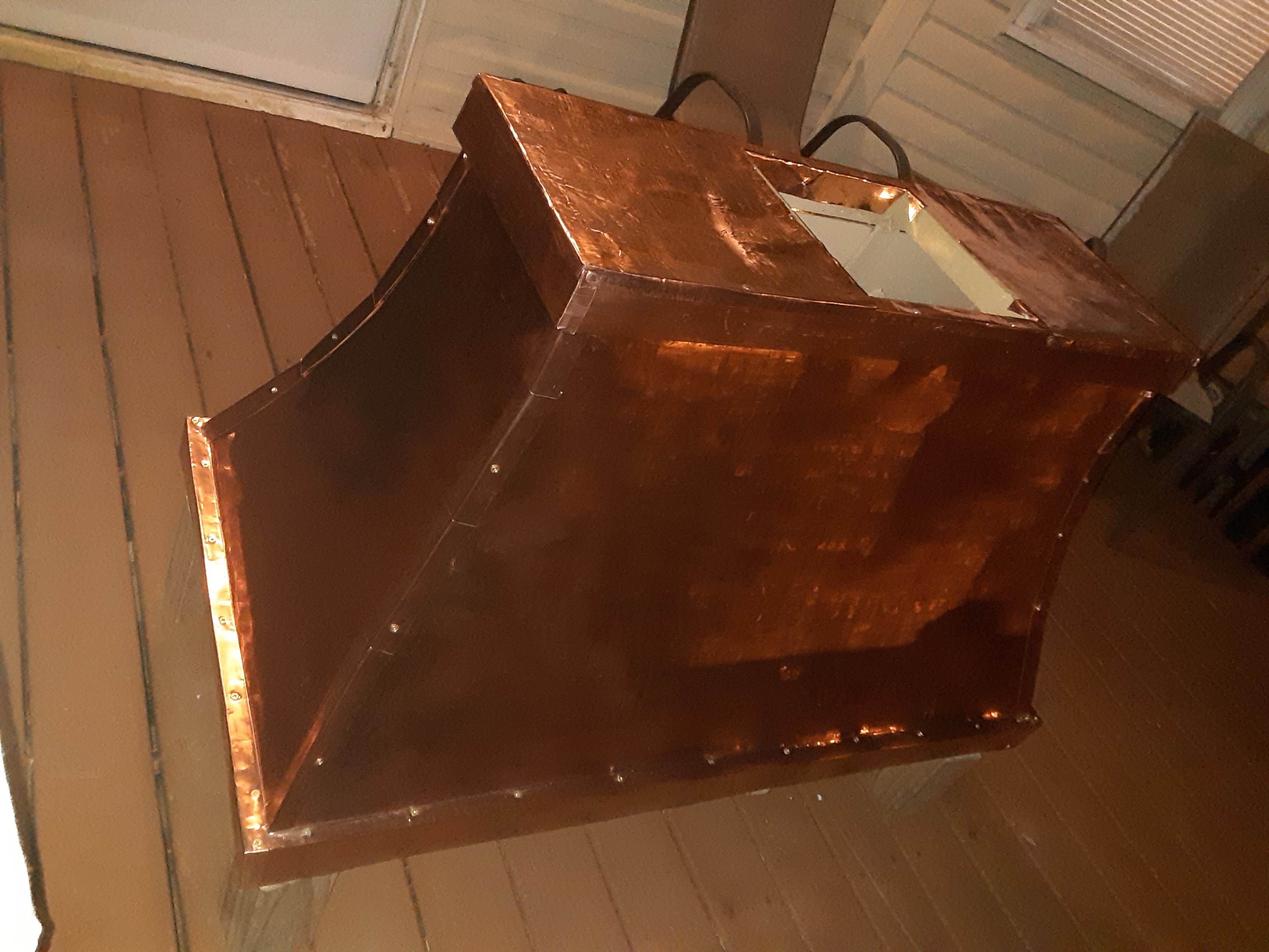 Custom 48x20x24 inch copper chimney shroud