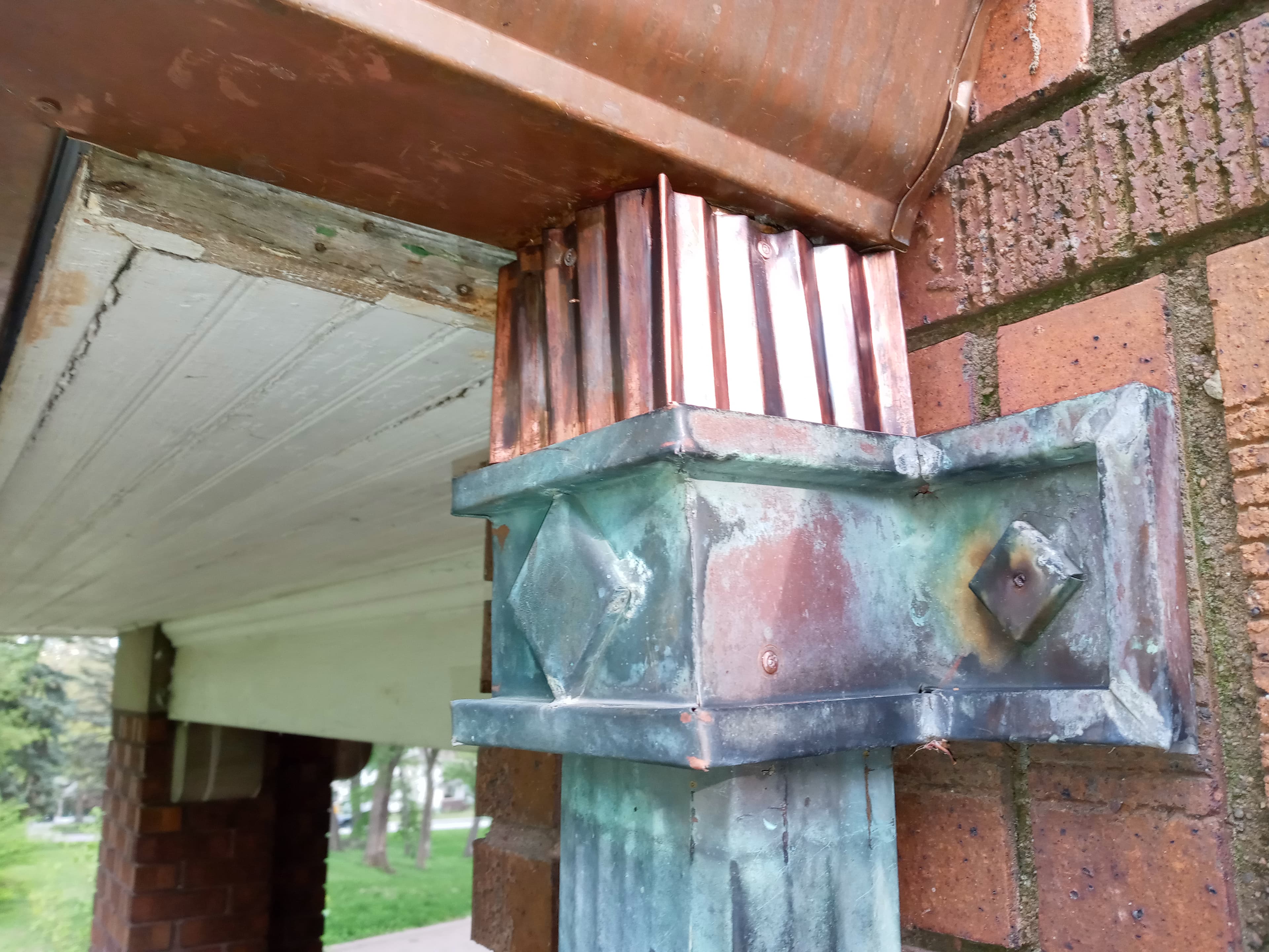 Newly installed copper collector box